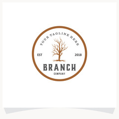 Poster - Rounded Branch Tree Hand drawn Logo Design Template