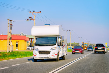 Canvas Print - Camper rv at road in Slovenia