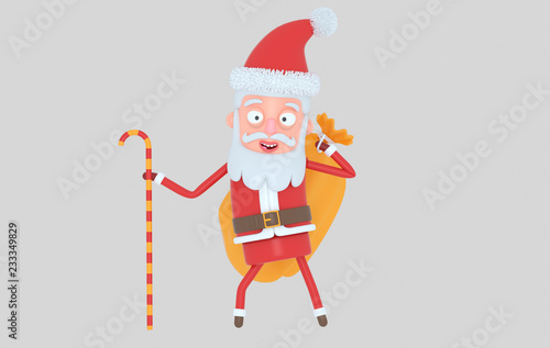 Santa Claus Holding A Christmas Sack Isolated Isolated