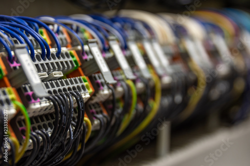 Cuadros en Lienzo multicolored wires in electrical panel in control cabinet