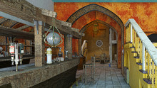 Architettura Islamica, Rendering 3d, Illustrazione 3d