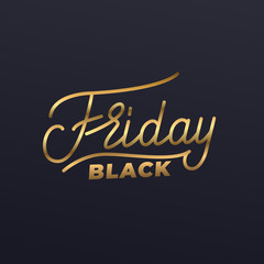 Wall Mural - Black Friday. Illustration of gold lettering label for Black Friday sale.