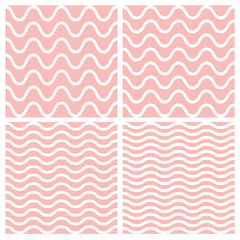 Wall Mural - Vector Tile seamless pattern set with wavy background