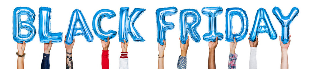 Poster - Blue alphabet balloons forming the word black friday