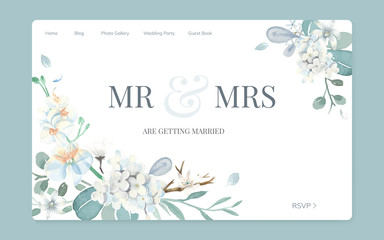 floral wedding invitation website design