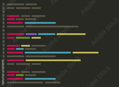 Cuadros en Lienzo Code on screen vector illustration, flat cartoon coding or programming script te