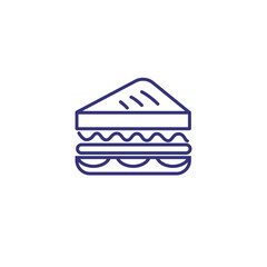 Sandwich line icon. Lunch, snack, toast. Food concept. Vector illustration can be used for topics like catering, cooking, meal