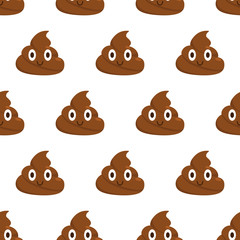 Wall Mural - Poop. Seamless pattern. Cute smiling poop. Flat style. Vector