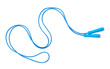 Jump rope on white background, top view
