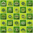 Big football set green badges vector illustration