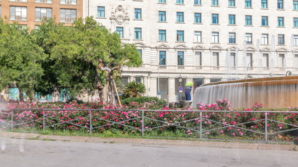 Poster - People at Placa de Catalunya or Catalonia Square timelapse a large square in central Barcelona