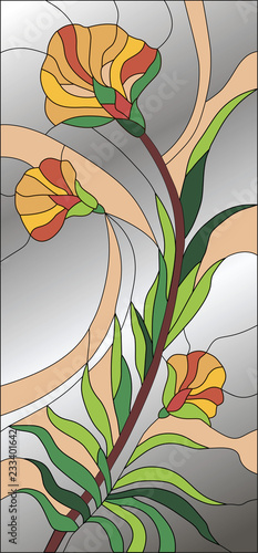 Dekoracja na wymiar  streszczenie-kwiatowy-witraz-wzor-mozaiki-z-kwiatami-i-jasnoszarym-tlem