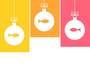 Wall Mural - christmas hanging baubles with fish ornament