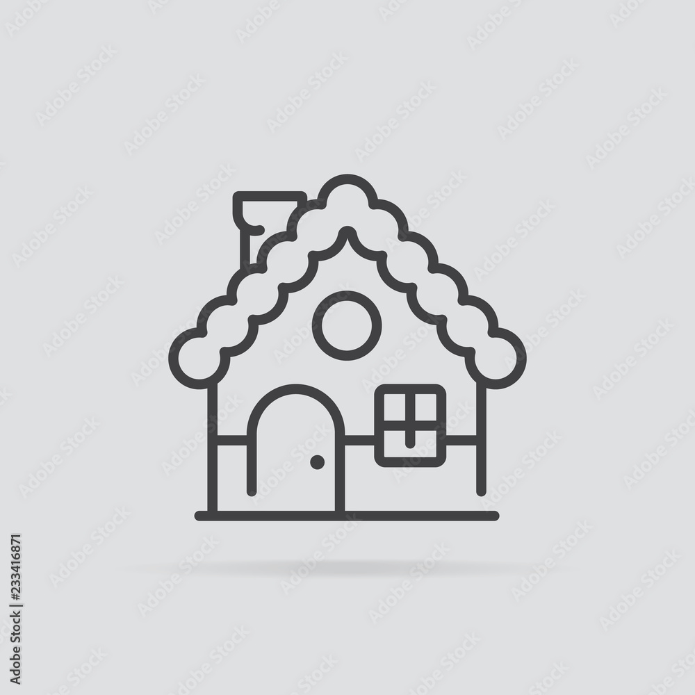 Gingerbread house icon in flat style isolated on grey background. Stock ...