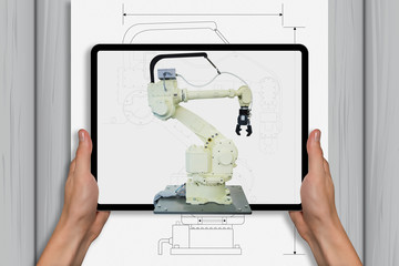 Aufkleber - Augmented reality in engineering. Construction of robots.