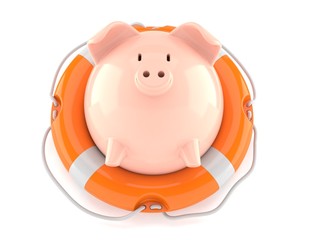 Sticker - Piggy bank with life buoy