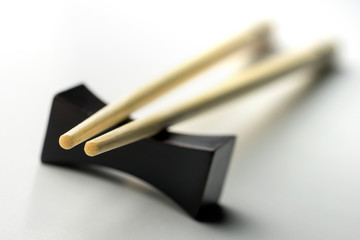 Rice chopsticks decorated on a white background