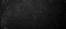 Black Stone Background. Black Surface. Top View. Free Space For Your Text.
