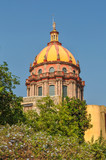 Fototapeta Panele - Church Dome Blue Skies Heavy Foliage San Miguel De Allende, Mexico