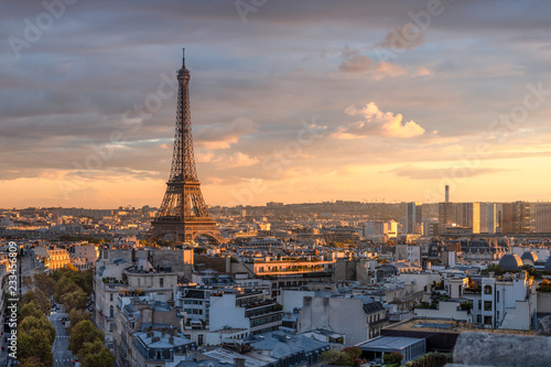 Plakat Panoramę Paryża z Wieżą Eiffla, Francja