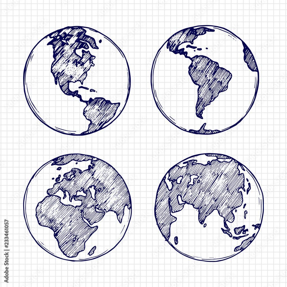Globe Sketch Hand Drawn Earth Planet With Continents Vector globe-sketch-hand-drawn-earth-planet-with-continents-vector