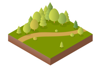 Nature forest landscape of isometric