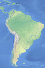 Physical Map Of South America - Detailed Topography Based On WGS84 Coordinate System