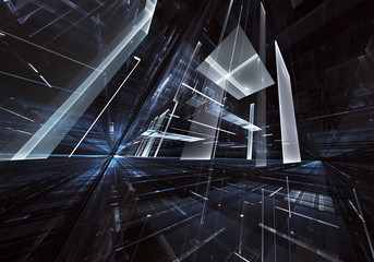 Abstract 3D fractal background, texture. Virtual Neon City