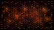 Abstract dark background with orange luminous hexagons, honeycombs