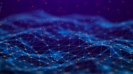 Fototapete - Abstract technology background. Network connection. Artificial intelligence. Science background. Big data digital background. 4k rendering.