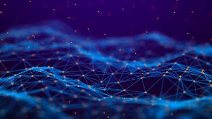 Aufkleber - Abstract technology background. Network connection. Artificial intelligence. Science background. Big data digital background. 4k rendering.