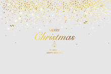 Christmas Card. Background With Glitter Golden Frame And Space For Text