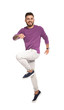 © New Africa - Handsome young man jumping on white background