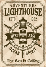 Lighthouse Vintage Nautical Vector Poster