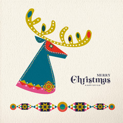 Wall Mural - Christmas and New Year scandinavian deer card