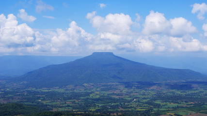 Landscape beautiful mountain scenery view on hill / Mountain background blue sky panorama of nature on Phu pa poh at Loei Thailand 