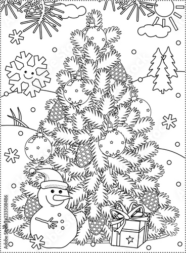 winter holidays new year or christmas joy themed coloring