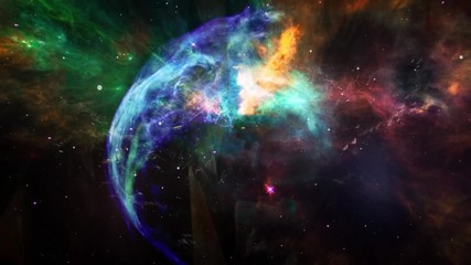 Wall Mural - animation of movement dust and plasma colorful clouds and stars. space background for use with proje
