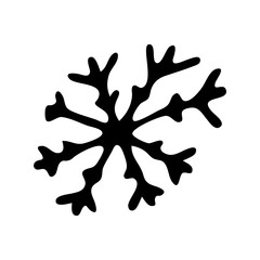 Sticker - Hand drawn snowflake doodle. Sketch winter icon. Decoration element. Isolated on white background. Vector illustration