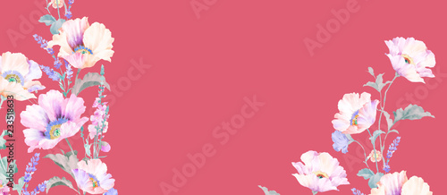 Fototeppich - Elegant watercolor pink rose and peony flower (von yang)