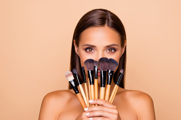 Wall Mural - close up portrait of brunette hair leisure lifestyle good-lookin