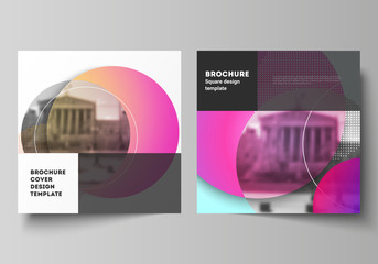 Wall Mural - the minimal vector illustration of editable layout of two square format covers design templates for 