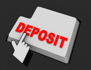 Hand Mouse Cursor Clicks the deposit Button. 3d  rendered illustration