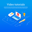 © Shi  - Video Tutorial. Conceptual vector illustration for web and graphic design, marketing.Flat 3d isometric design