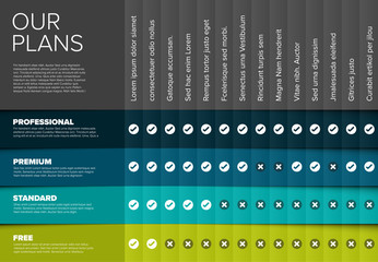 Wall Mural - Product / service price comparison table