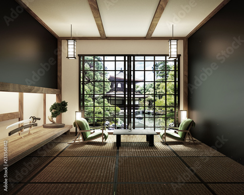 Interior Design Modern Living Room With Table Katana Sword