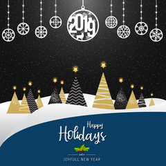Wall Mural - happy holidays and joyful new year greeting card. happy holidays and joyful new year vector design.