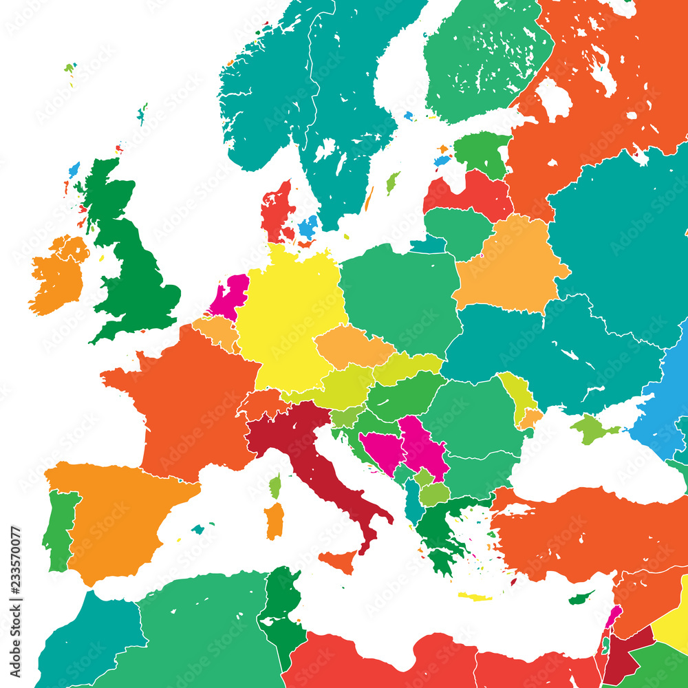 Colorful map of Europe Stock Vector | Adobe Stock