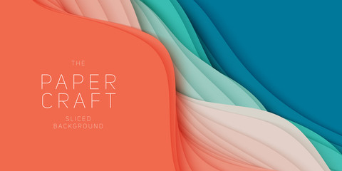 Wall Mural - vector 3d abstract background with paper cut shape. colorful carving art. paper craft antelope canyo