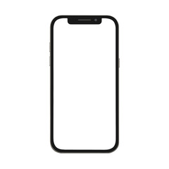 Wall Mural - black smart phone with blank screen isolated on white